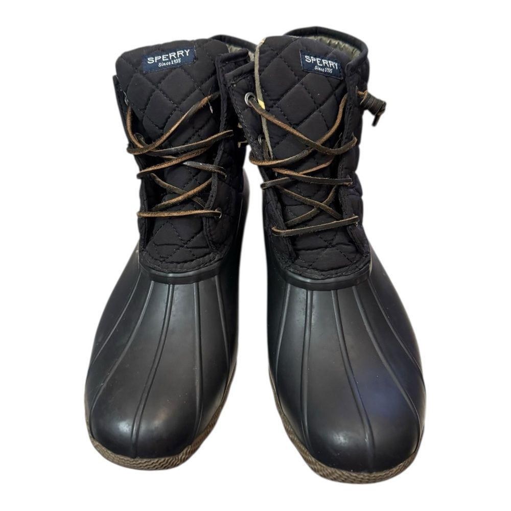 Sperry Top-Sider Women's Saltwater Black Quilted Ankle Boots Booties 11 - Picture 4 of 6